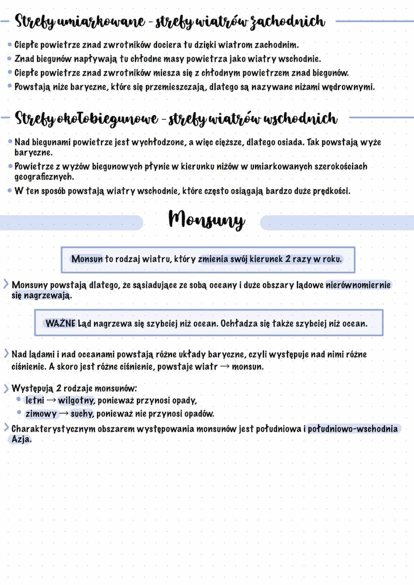 Cyrkulacja powietrza
Wiatr to zjawisko atmosferyczne
WAŻNE Powietrze w atmosferze zawsze dąży do wyrównania ciśnienia. Aby wyrównać ciśnieni