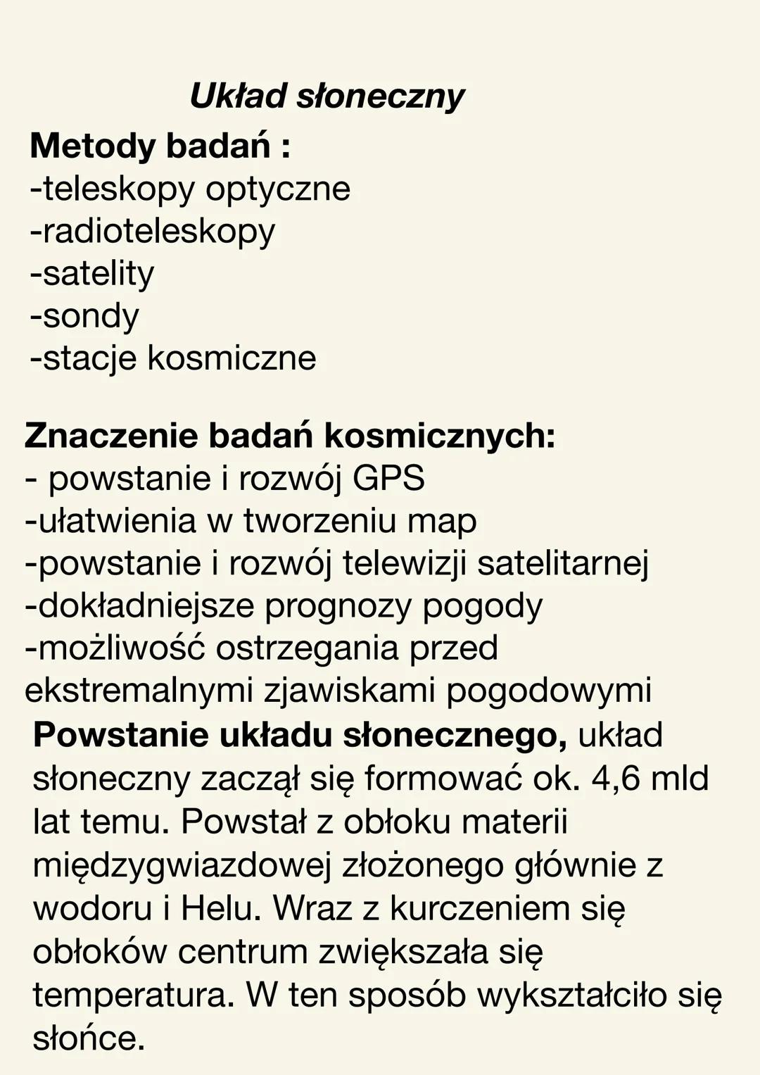 Geografia
Układ słoneczny
I ruchy ziemi Układ słoneczny
Metody badań :
-teleskopy optyczne
-radioteleskopy
-satelity
-sondy
-stacje kosmiczn