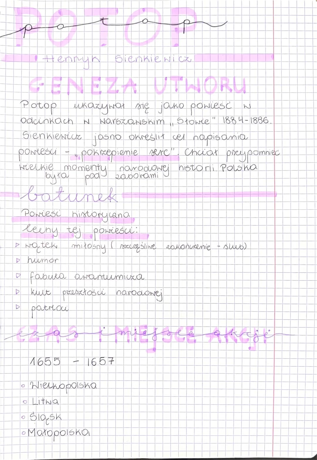 pocop
odcinkach
Potop ukazywał się jako powieść N
N Narszawskim Stowie" 1884-1886.
Sienkiewicz jasno określit vel napisania
powieści - "pokr