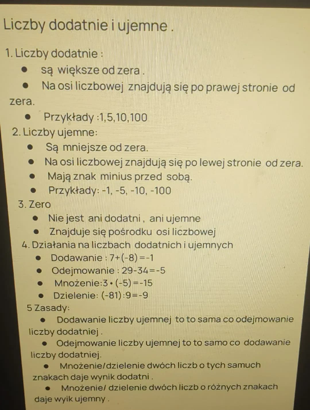 Liczby dodatnie i ujemne 