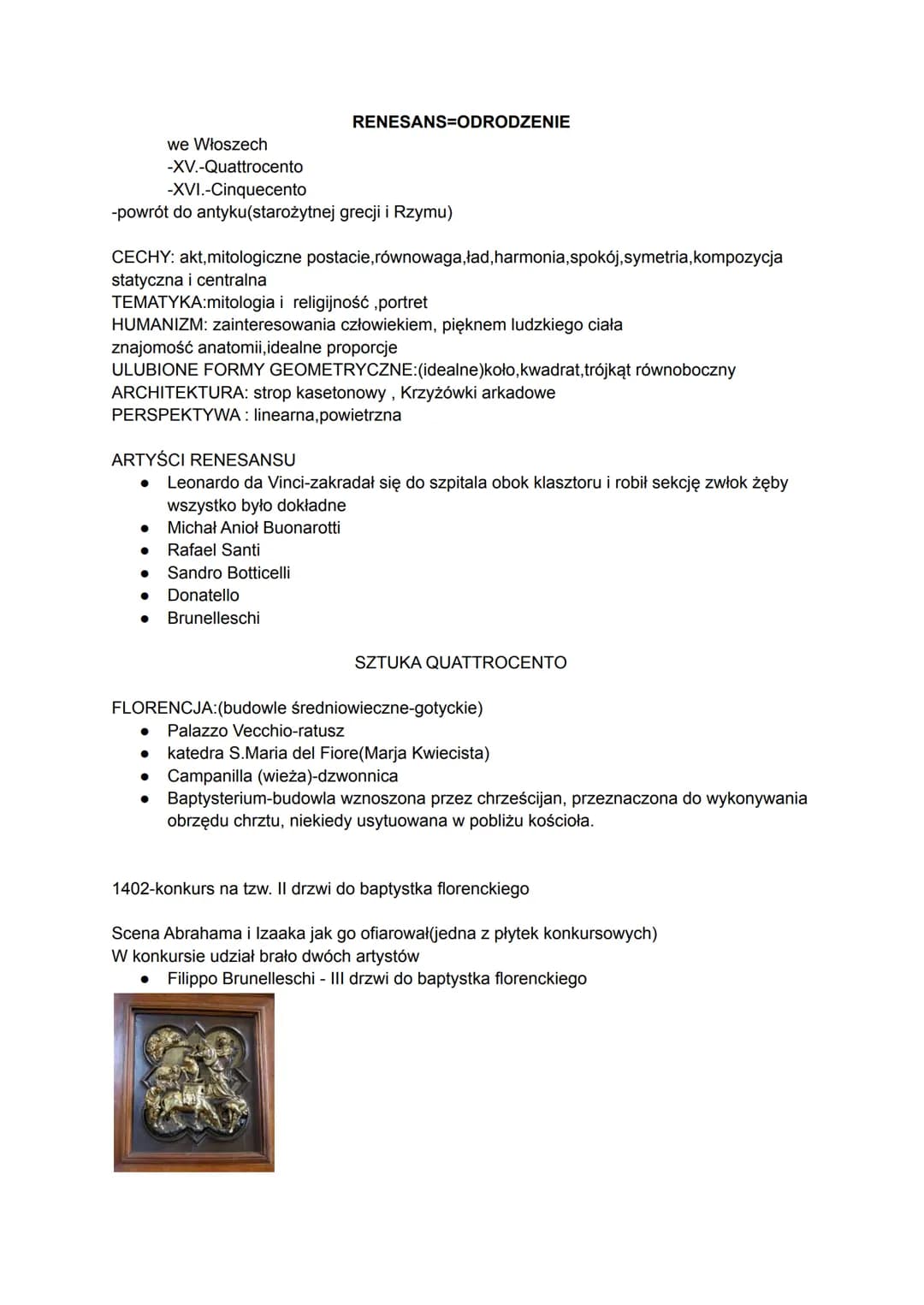 we Włoszech
-XV.-Quattrocento
-XVI.-Cinquecento
-powrót do antyku(starożytnej grecji i Rzymu)
RENESANS-ODRODZENIE
CECHY: akt, mitologiczne p