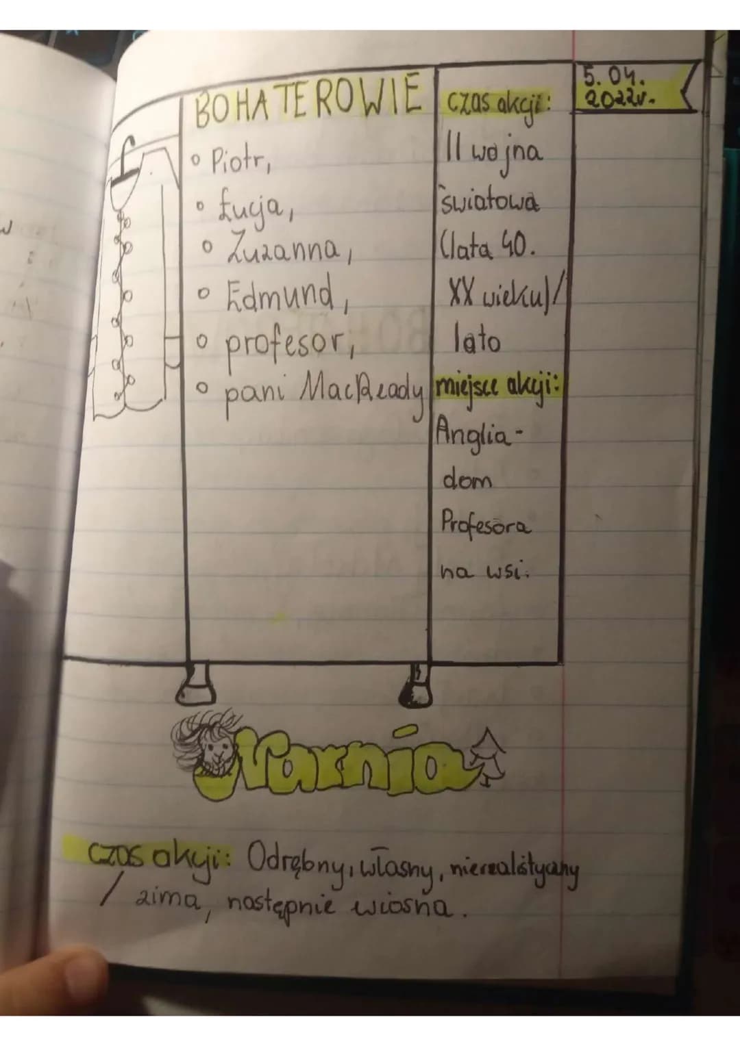 ■.04.
2022.
0
O
kehija
Swiat predstawiony w
Opowieściach 2 Narnii"
Temat:
JES:
ohreslam czas i miejsce akyi,
wymieniam bohaterow,
uskazuję w