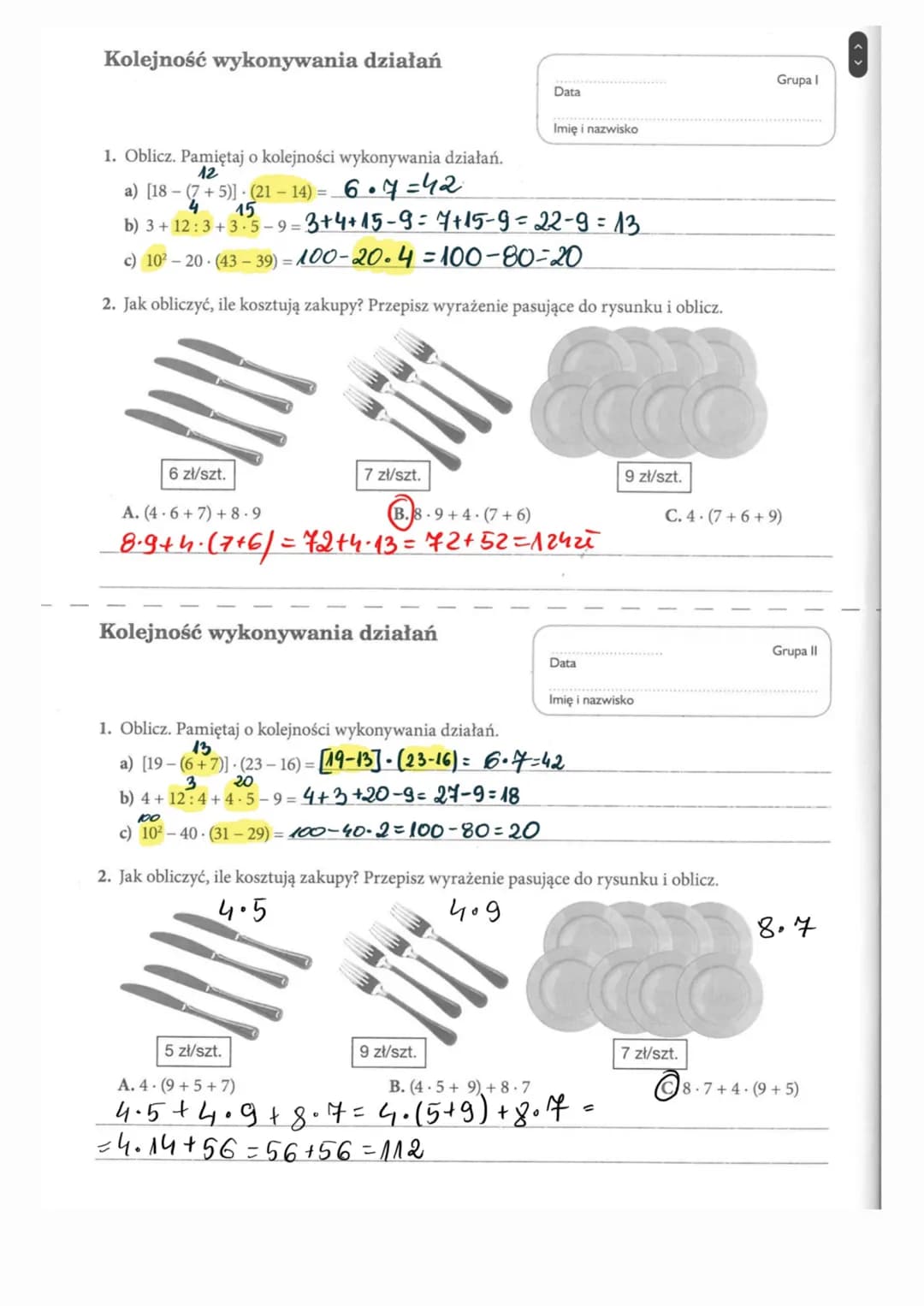 Zadania Matematyczne Dla Klasy 5 Kolejność Wykonywania Działań Kolejność Wykonywania Działań - Ściąga dla Klasy 3-6 (Matematyka) jako