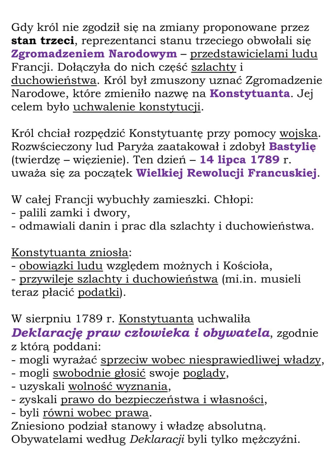 Rewolucja Francuska
Francja - XVIII w. monarchia absolutna dynastii
Burbonów
Społeczeństwo francuskie:
- stan pierwszy - duchowieństwo (był 