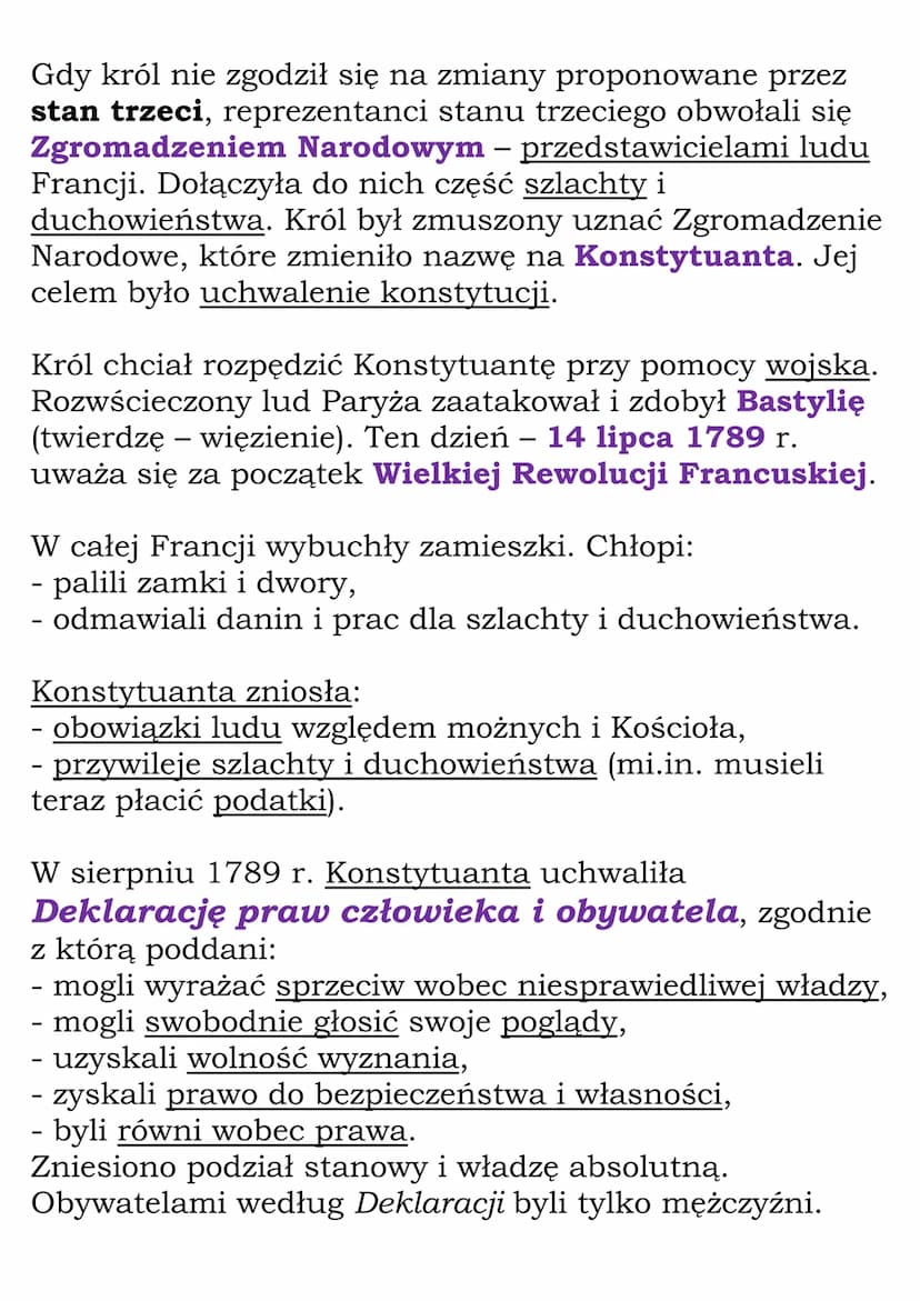 Rewolucja Francuska
Francja - XVIII w. monarchia absolutna dynastii
Burbonów
Społeczeństwo francuskie:
- stan pierwszy - duchowieństwo (był 