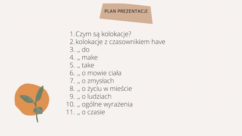 Najważniejsze kolokacje
w języku angielskim PLAN PREZENTACJI
1. Czym są kolokacje?
2. kolokacje z czasownikiem have
3. ,, do
4. ,, make
5. ,
