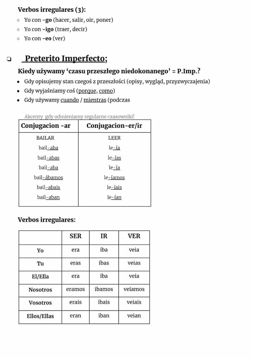Español
□ Presente;
Conjugacion-ar Conjugacion-er Conjugacion-ir
TRABAJAR
BEBER
VIVIR
trabaj-o
beb-o
viv-0
trabaj-as
beb-es
viv-es
trabaj-a
