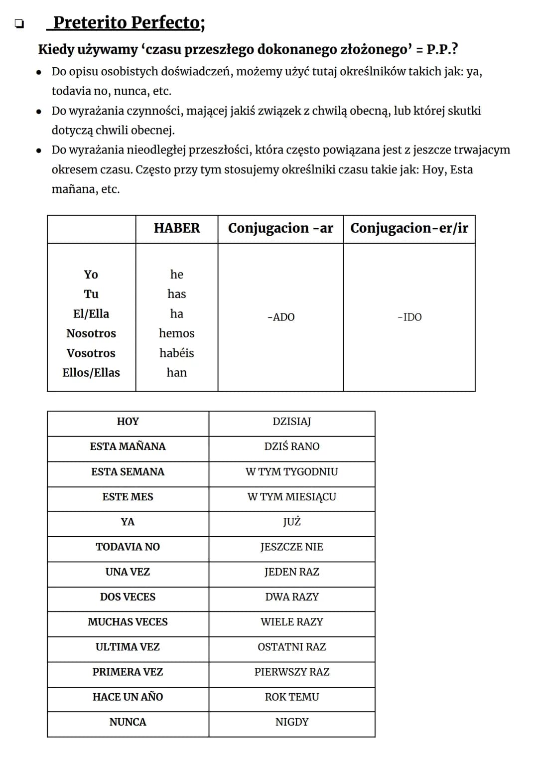 Español
□ Presente;
Conjugacion-ar Conjugacion-er Conjugacion-ir
TRABAJAR
BEBER
VIVIR
trabaj-o
beb-o
viv-0
trabaj-as
beb-es
viv-es
trabaj-a
