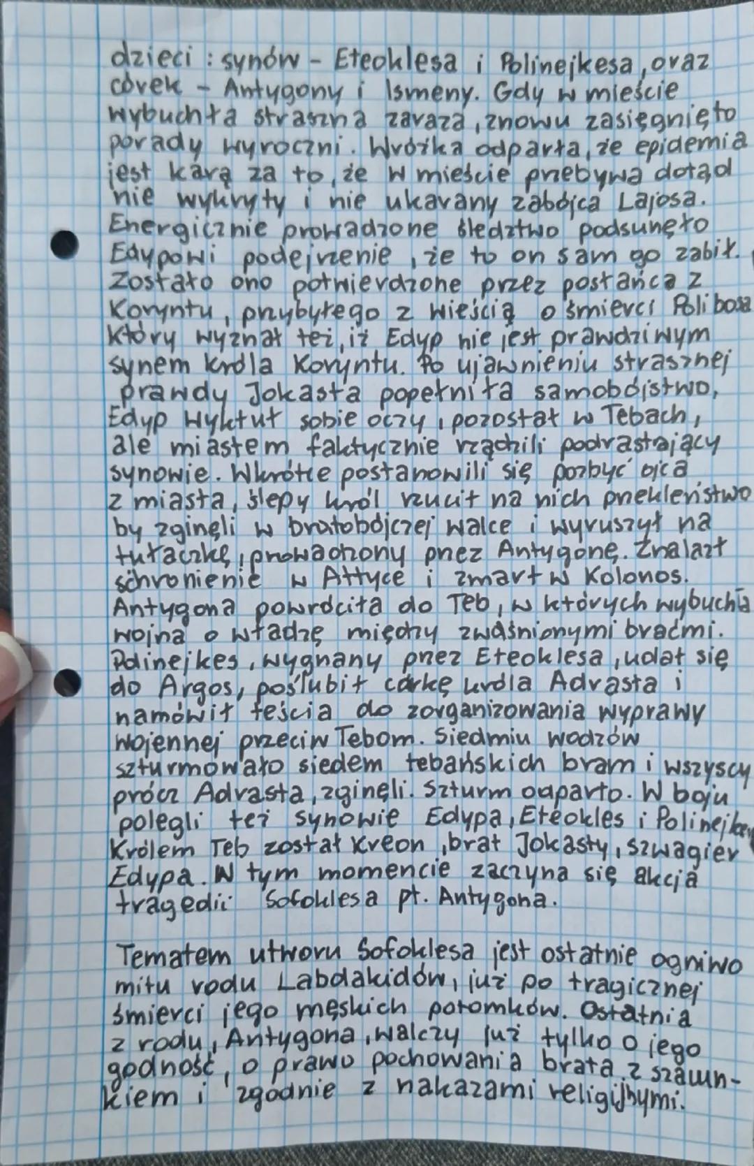 # mit o Labda - kidach

Laios syn Labdaka, król Teb w Beocji, otrzymał od wyroczni delfickiej wróżbę, że zginie z ręki własnego syna, który 