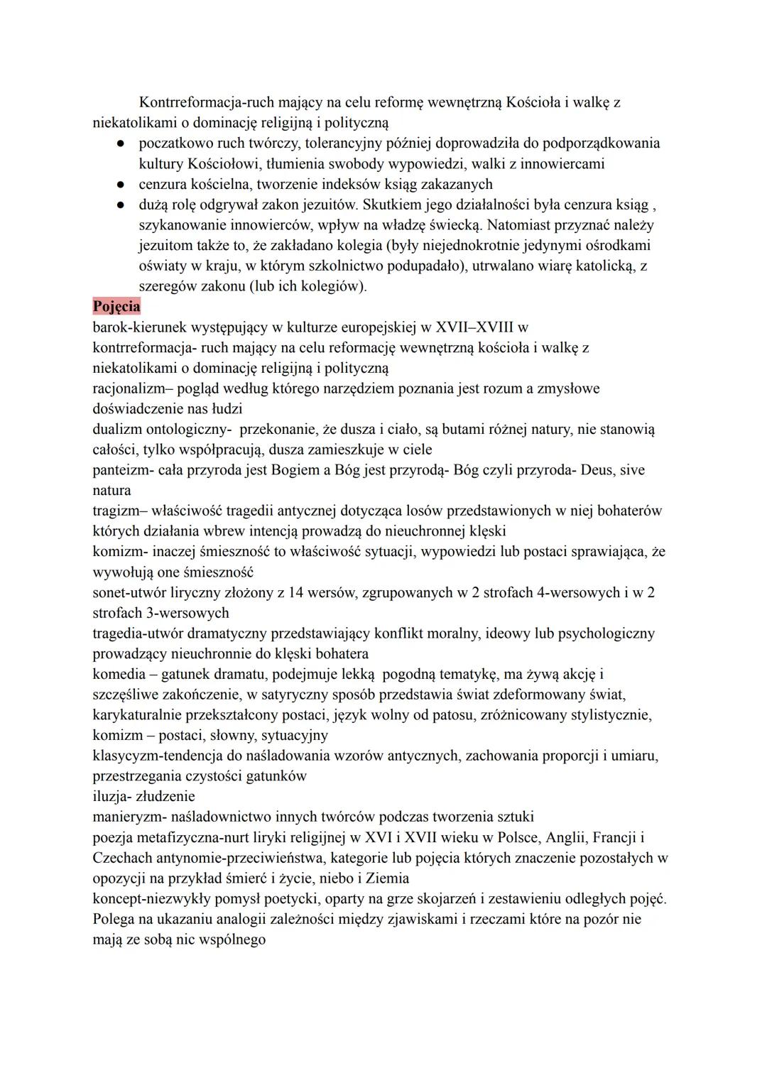 Ramy czasowe epoki, kontekst historyczny i kulturowy
na Zachodzie: koniec XVI-XVII w
w Polsce: cały XVII w- pierwsza połowa XVIII
kontekst h