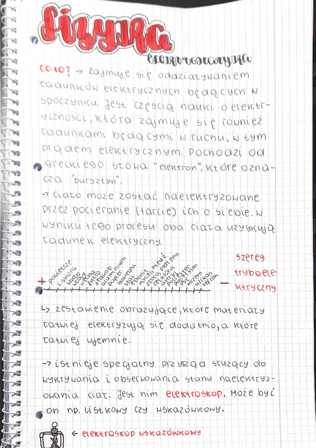 # Sizyra

sort rostoryza

Coto? zajmuje się oddziaływaniem
Ta dunków elektrycznych będących w
spoczynku. Jest częścią nauki o elektr-
ycznoś