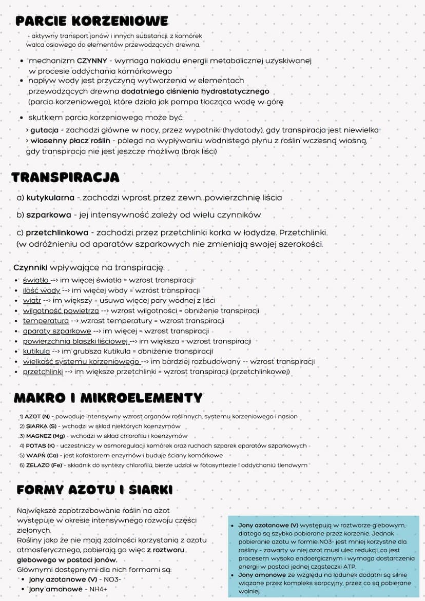 GOSPODARKA WODNO-MINERALNA
POTENCJAL WODY
Potencjał wody - w, wyrażany w mega paskalach (MPa),
miara zdolności komórki do pobierania wody na