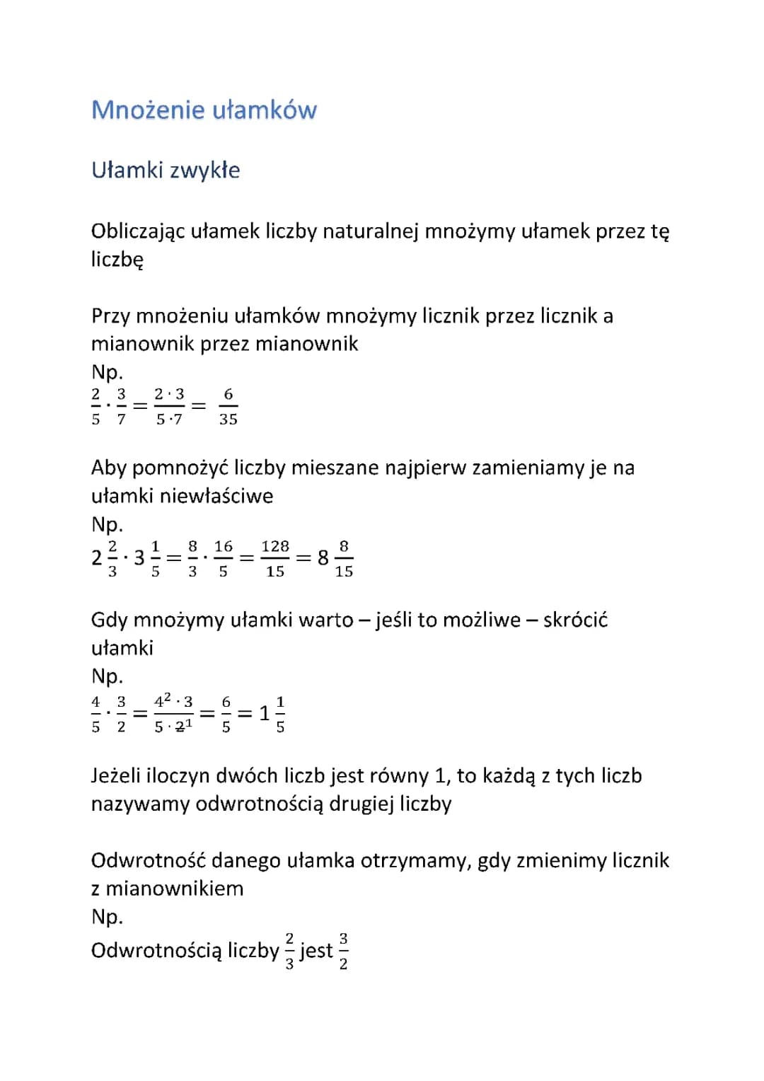 Mnożenie ułamków