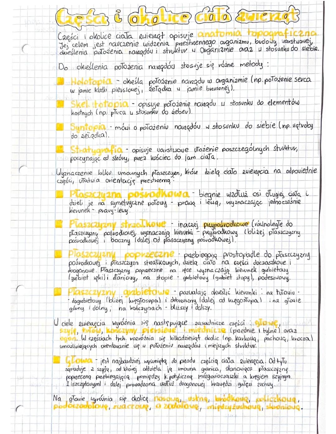 Części i okolice ciała zwierząt 