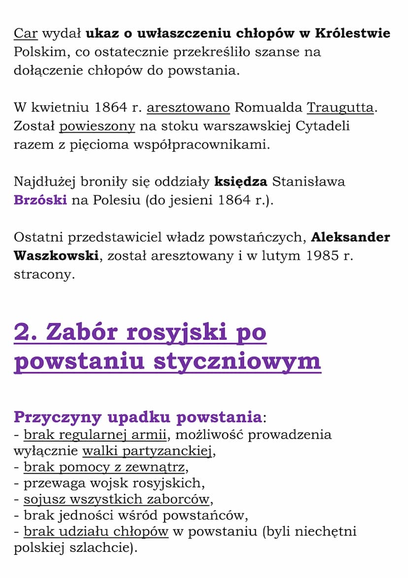 Ziemie polskie w drugiej
połowie XIX wieku
1.Powstanie styczniowe
Geneza powstania styczniowego
Po klęsce Rosji w wojnie krymskiej nastąpił 