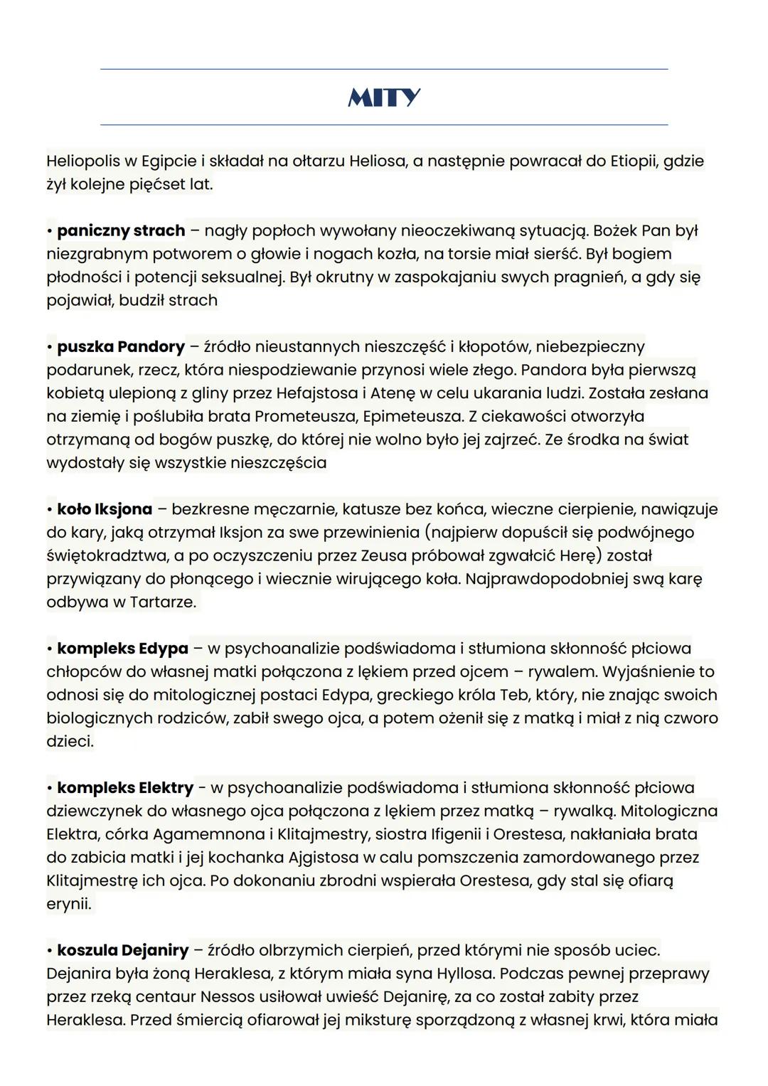 Podział mitów
Mity greckie możemy klasyfikować na kilka różnych sposobów. Podstawowy podział
mitów związany jest z ich tematyką. Głównymi pr