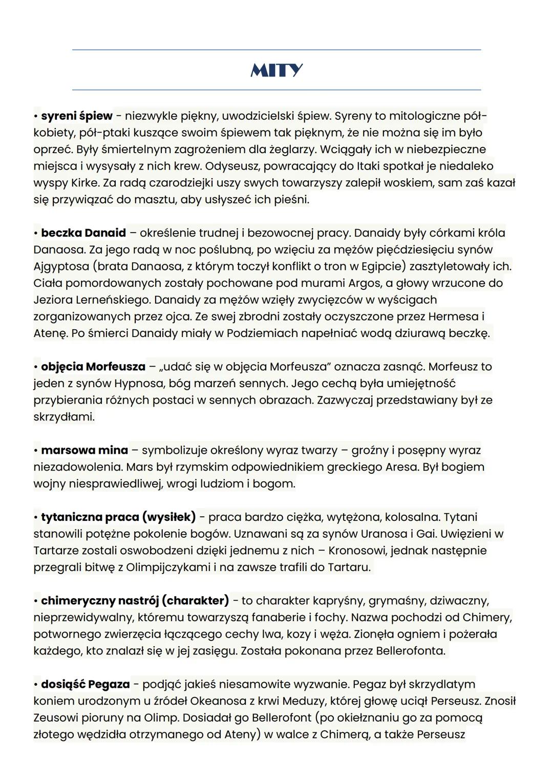 Podział mitów
Mity greckie możemy klasyfikować na kilka różnych sposobów. Podstawowy podział
mitów związany jest z ich tematyką. Głównymi pr