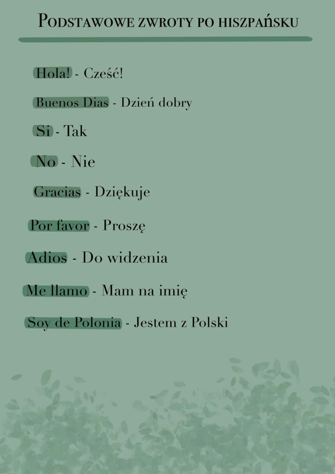 Podstawowe zwroty po hiszpańsku 