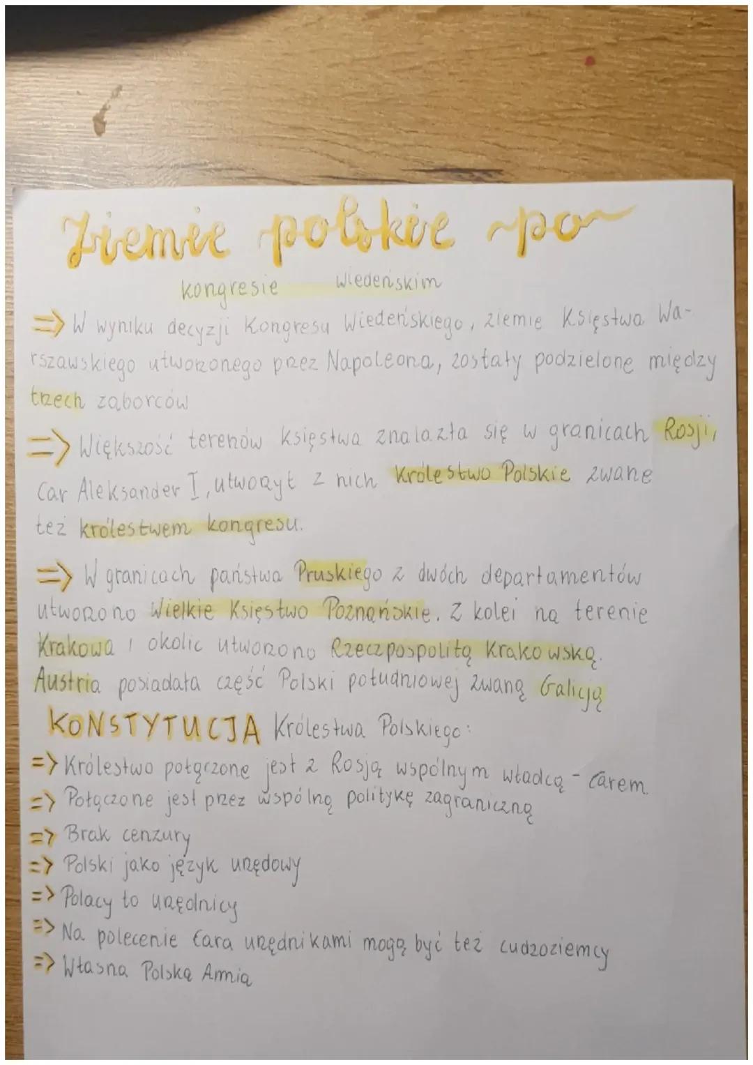 Ziemie polskie po kongresie wiedeńskim 