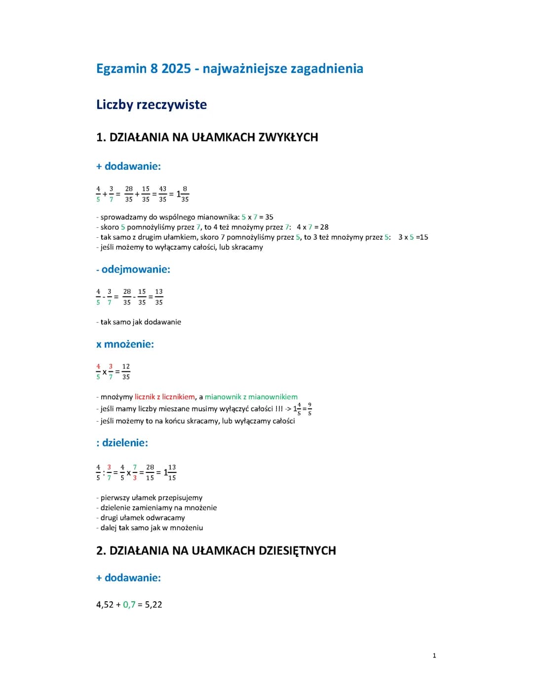 Egzamin ósmoklasisty z matematyki - Najważniejsze zagadnienia