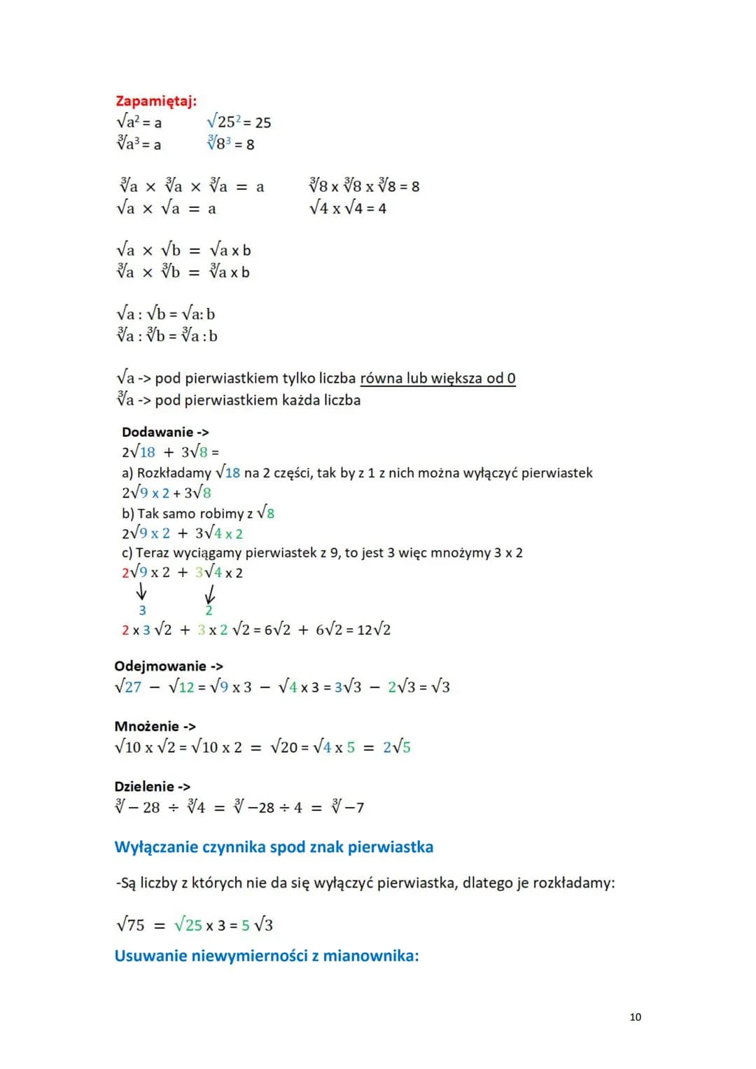 Egzamin 8 2025 - najważniejsze zagadnienia
Liczby rzeczywiste
1. DZIAŁANIA NA UŁAMKACH ZWYKŁYCH
+ dodawanie:
4 3 28 15 43
+ =
+ = = 1-
5 7 3