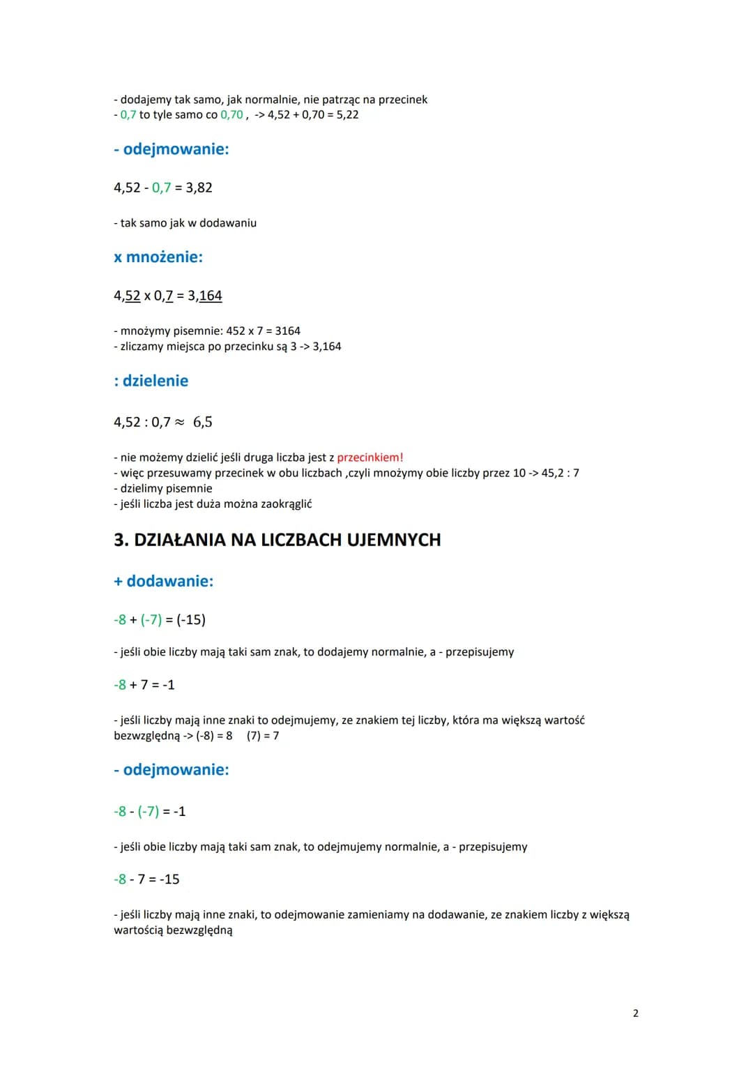 Egzamin 8 2025 - najważniejsze zagadnienia
Liczby rzeczywiste
1. DZIAŁANIA NA UŁAMKACH ZWYKŁYCH
+ dodawanie:
4 3 28 15 43
+ =
+ = = 1-
5 7 3