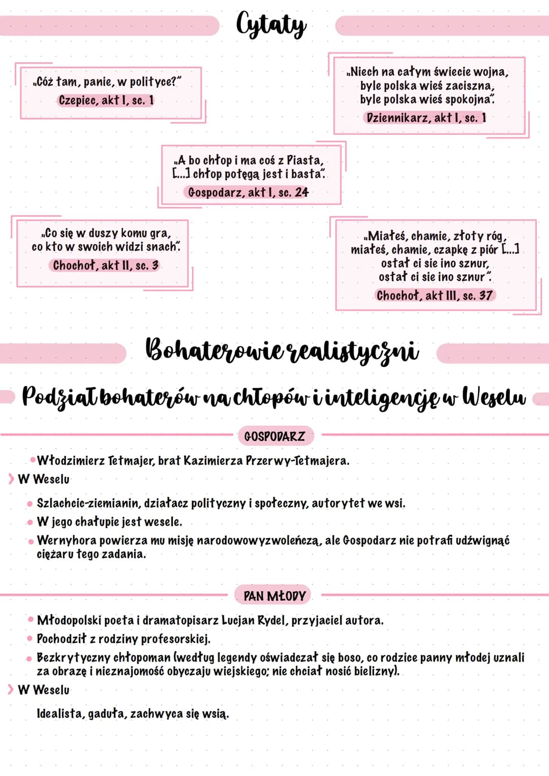 Wesele
Stanislaw Wyspiański
Geneza
Geneza Wesela wiąże się z autentycznym wydarzeniem z 20 listopada 1900 r. - ślubem Lucjana
Rydla z chłopk
