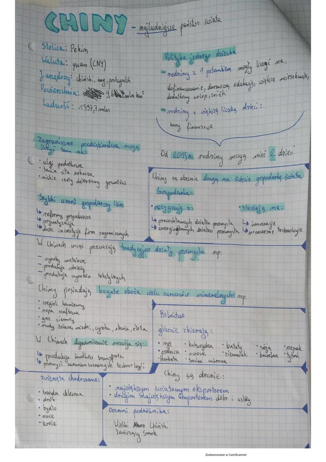 Chiny - Geografia klasa 8
