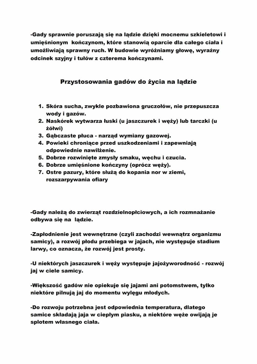 Gady
Kręgowce które opanowały ląd
Występowanie i środowisko życia gadów
Gady to kręgowce występujące głównie w środowisku
lądowym. Określa s