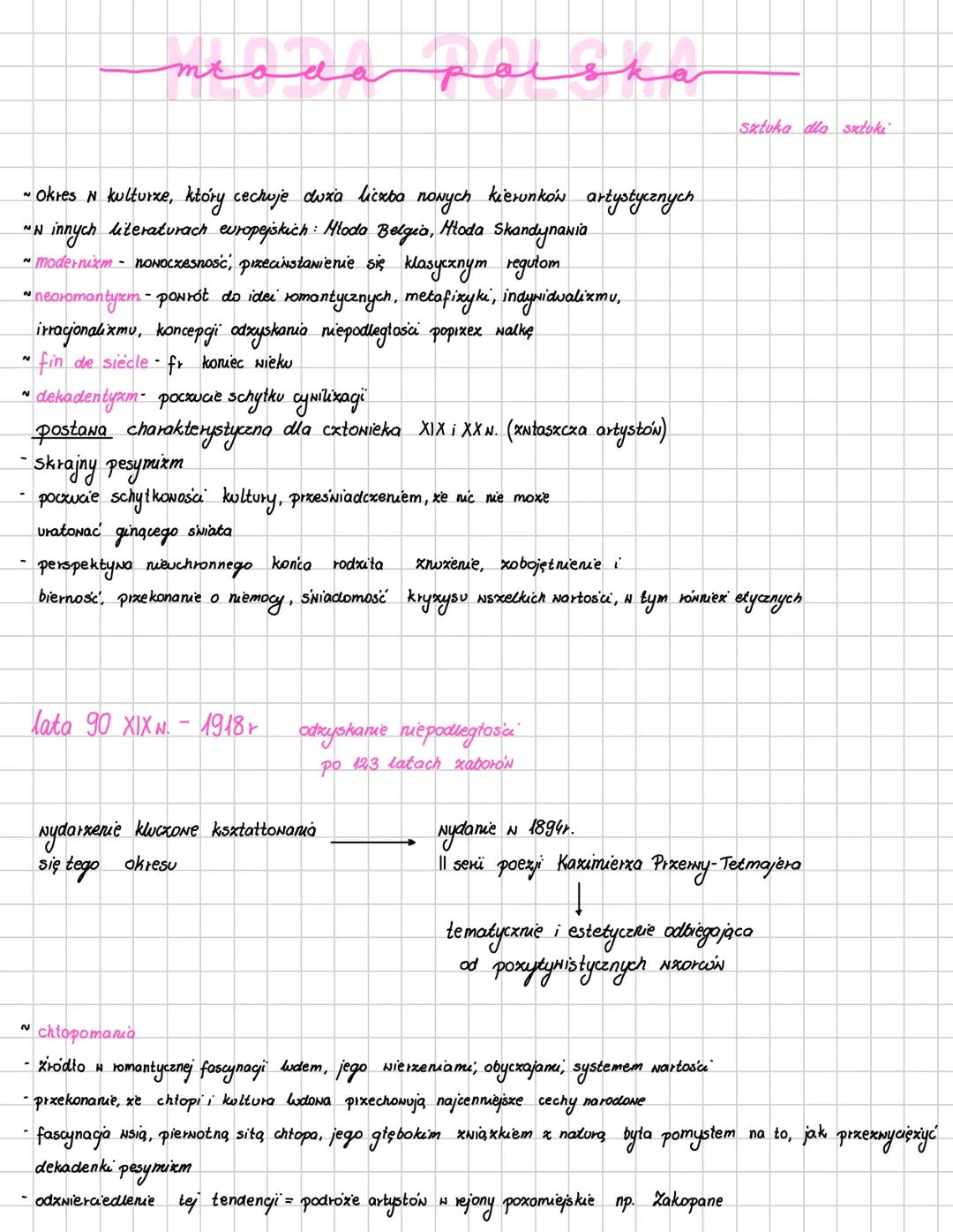 --- OCR Start ---
mtola
Sztuka dla sztoki
Okres n kulturze, który cechuje duża liczba nowych kierunków artystycznych
"N innych literaturach 