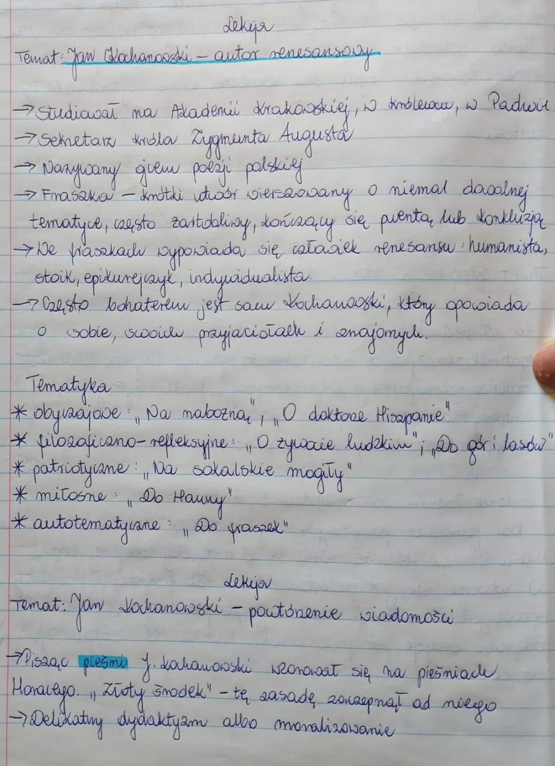Najważniejsze pieśni Kochanowskiego - opracowanie i interpretacja