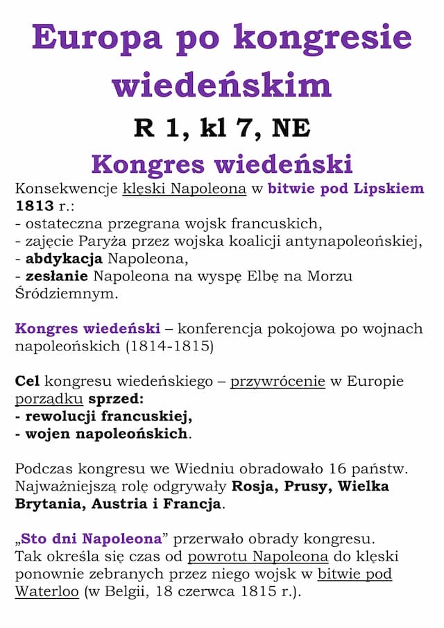 Know Europa po kongresie wiedeńskim R 1, kl 7, NE thumbnail