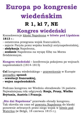 Know Europa po kongresie wiedeńskim R 1, kl 7, NE thumbnail