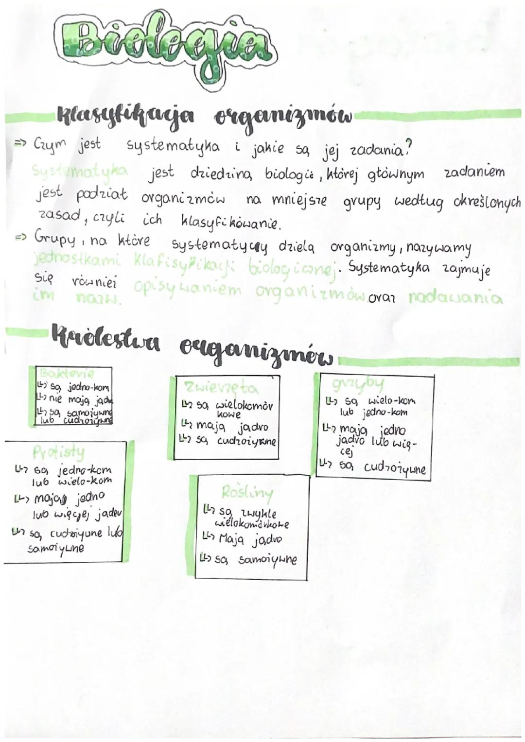 Borlogen
Klasyfikacja organizmów
=> Czym jest systematyka i jakie są jej zadania?
Systematyka jest dziedzina biologie, której głównym zadani
