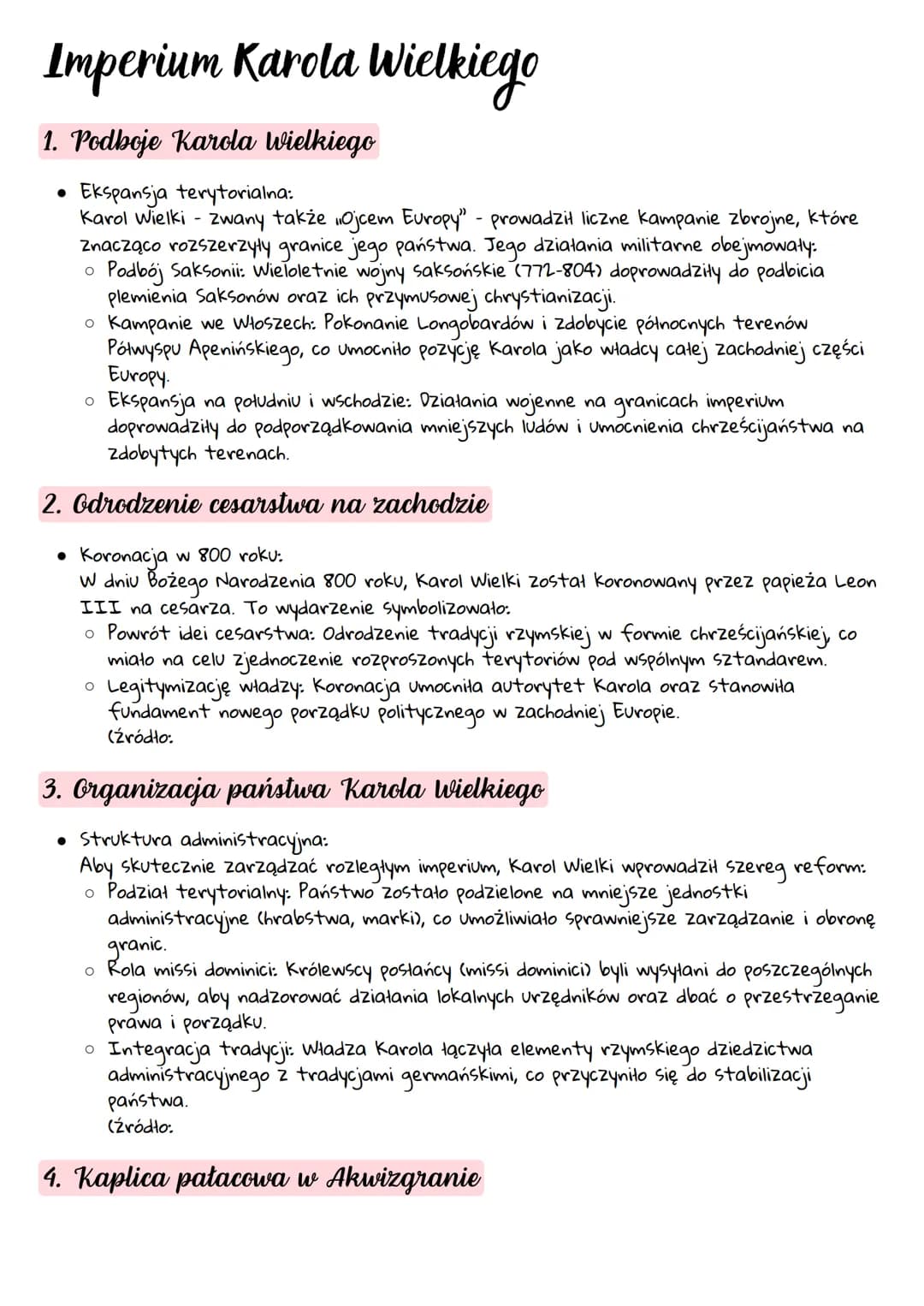 # Imperium Karola Wielkiego

1. Podboje Karola Wielkiego

* Ekspansja terytorialna:
Karol Wielki - zwany także "Ojcem Europy" - prowadził li