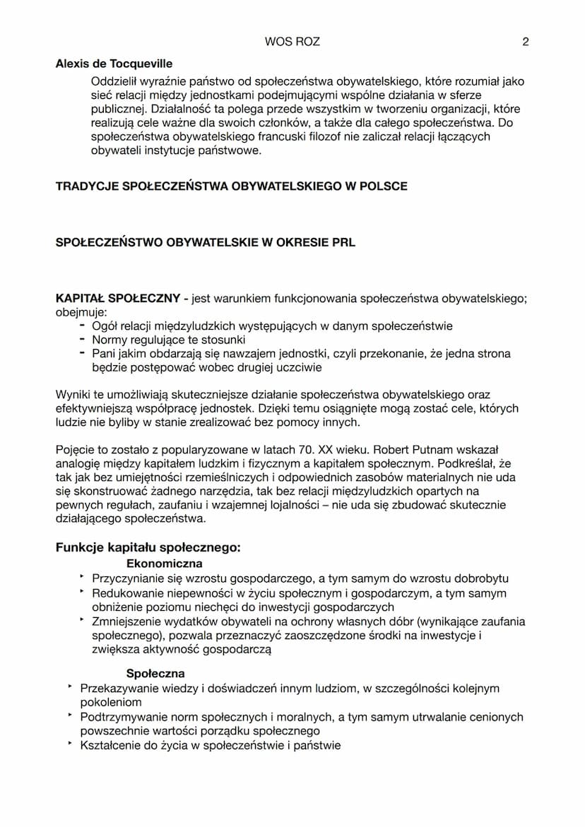 SPOŁECZEŃSTWO OBYWATELSKIE
WOS ROZ
▶
1
Temat 1
1. Jako zbiorowość, której członkowie w wielu różnorodnych
formach działają w przestrzeni pub