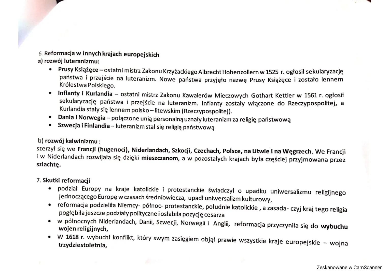 Temat: Reformacja w Europie.
1. Reformacja ruch religijny w Europie, rozwijający się w XVI wieku, który doprowadził do powstania
niezależnyc