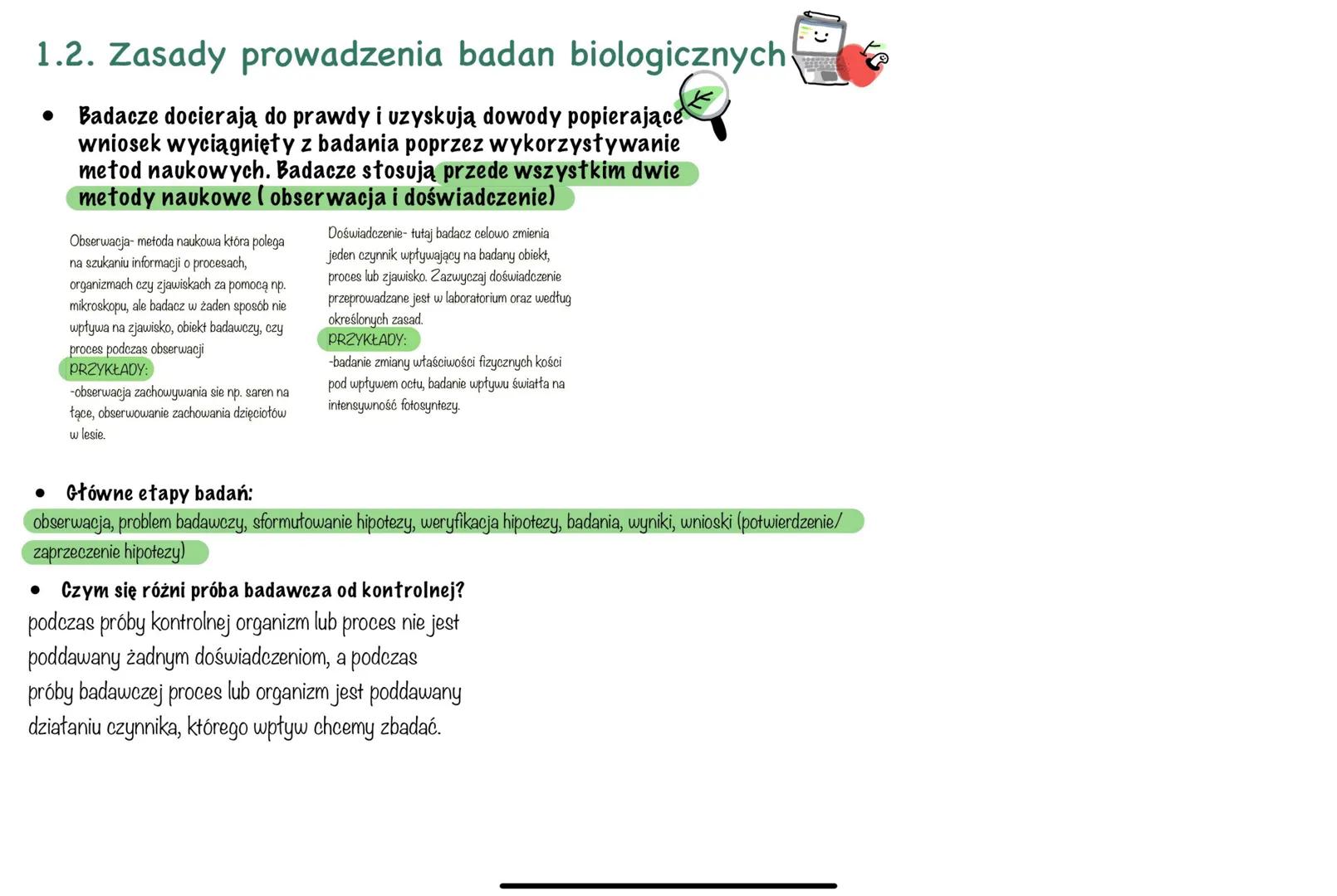 1.2. Zasady prowadzenia badan biologicznych
Badacze docierają do prawdy i uzyskują dowody popierające
wniosek wyciągnięty z badania poprzez 