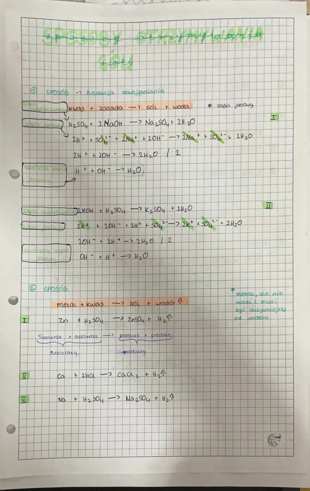 I
surocopy papis
11
M
E SPOSOD - Reaucja zobojętniania
Menu kwas + zasada ->
racony
2 SPOSOB
Zn
ago by
Ca
foli
Na
H₂SO4 + 2NaOH -> Na₂SO₂ + 