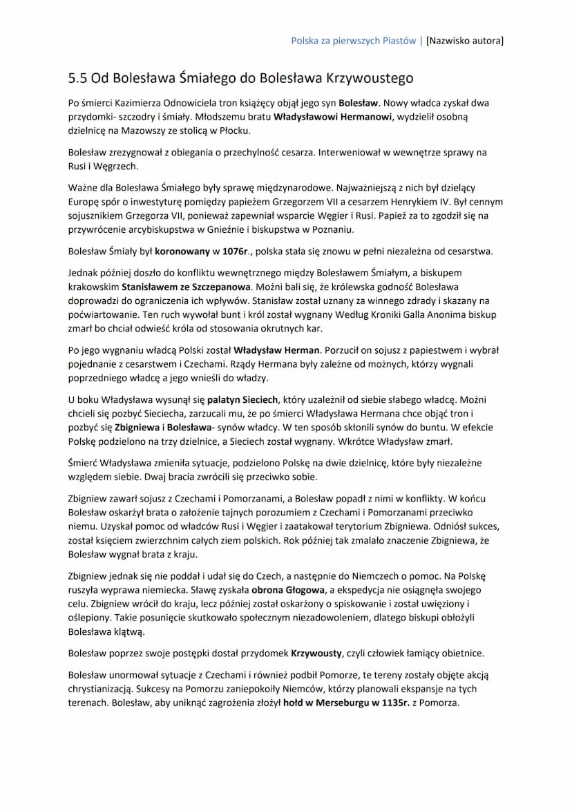 Polska za pierwszych Piastów | [Nazwisko autora]
5.1. Pradzieje ziem polskich
Początkowo Homo sapiens prowadził koczowniczy tryb życia, zajm