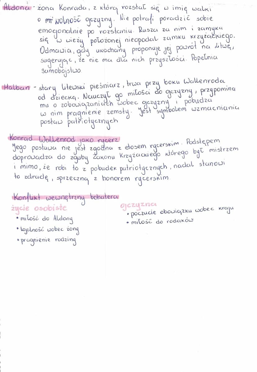 Konrad Wallenrod (A.Mickiewicz)
to opowieść o Walter Alf, który pochodził z Litwy,
w dzieciństwie został porwany przez Niemców (Krzyzacy).
W