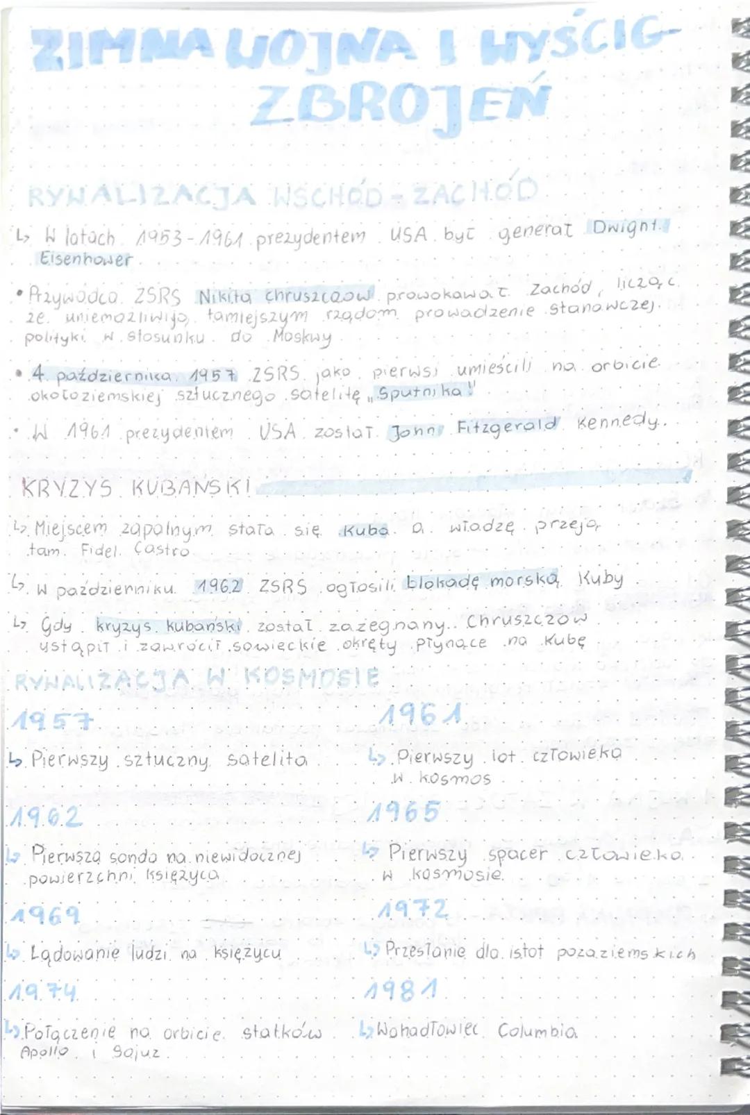# ZIMNA LJOJNA I HYŚCIG
# ZBROJEN

# RYWALIZACJA WSCHÓD - ZACHÓD
↳ W latach 1953-1961 prezydentem USA byt generat Dwight..
Eisenhower.

•Azy