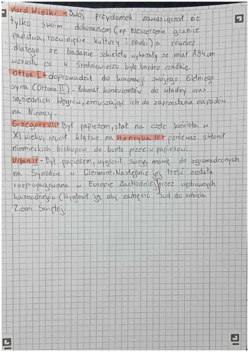 historias
Paty
496r.-Chrzest Franków.
622r.- Ucieczka Mahometa = Mekki do Medyny
800r-koronacja na cesarza Karola Wielkiego
843r.- traktat w