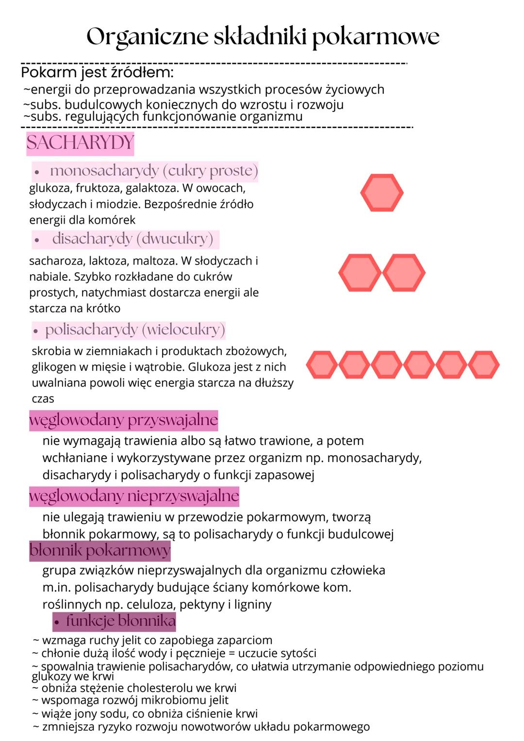 # Organiczne składniki pokarmowe

Pokarm jest źródłem:
~energii do przeprowadzania wszystkich procesów życiowych
~subs. budulcowych konieczn