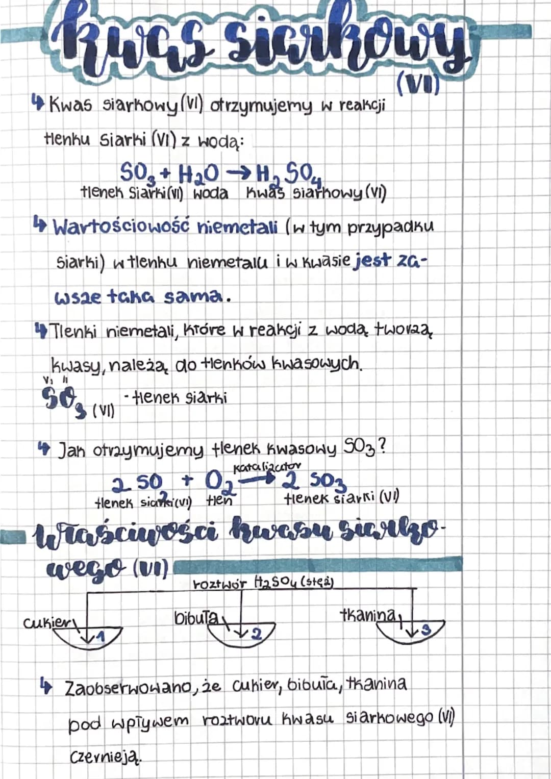 was siarkowy
4 Kwas siarkowy (VI) otrzymujemy w reakcji
tlenku Siarki (VI) z wodą:
SO₂ + H₂O → H₂SO4
tlenek Siarki(VI) woda Kwas siarkowy (V