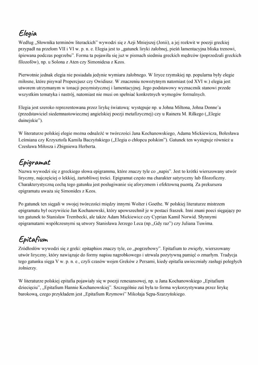 Gatunki liryki starożytnej
Sielanka
Sielanka inaczej zwana bukoliką, idyllą, pastorałką - gatunek literatury pastoralnej, którego zawartość 