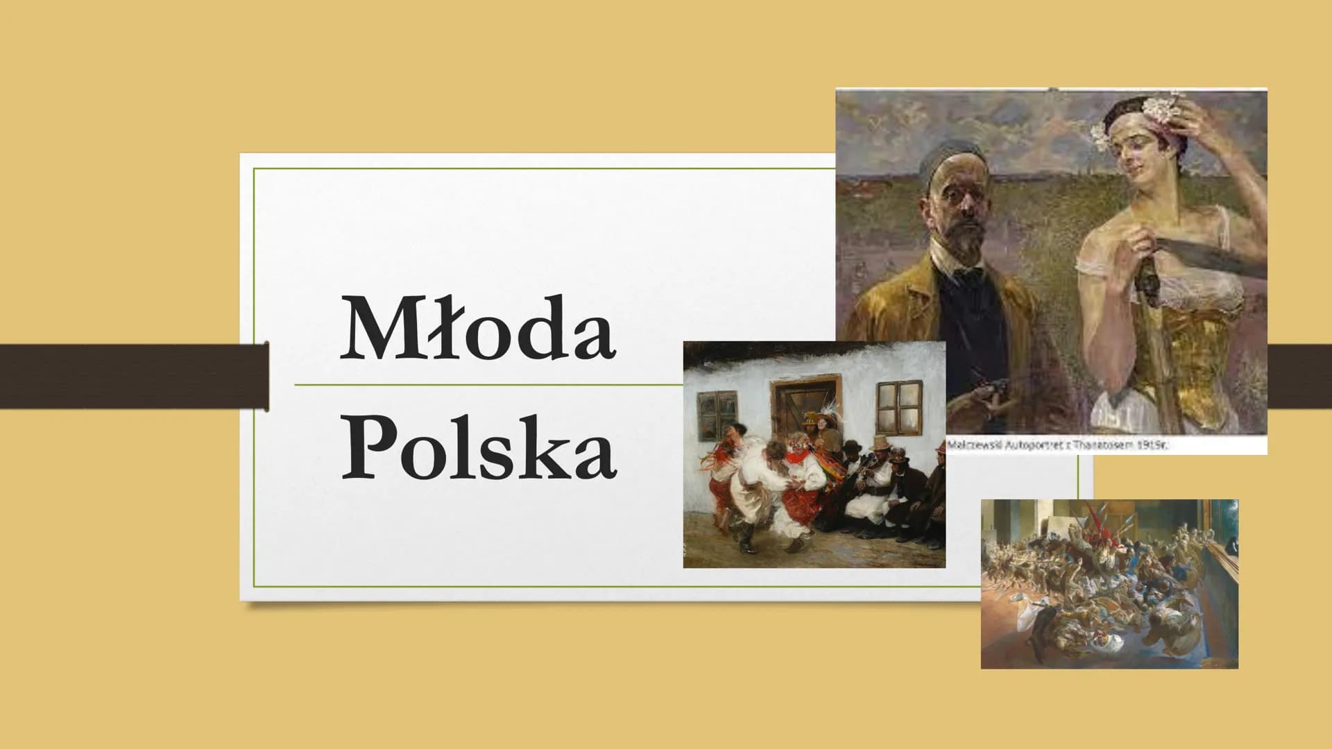 Młoda
Polska
Malczews Autoportretz Thanatose 1915 MŁODA POLSKA
Młoda Polska to okres w historii Polski, który rozpoczął się w
drugiej połowi