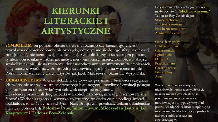 Młoda
Polska
Malczews Autoportretz Thanatose 1915 MŁODA POLSKA
Młoda Polska to okres w historii Polski, który rozpoczął się w
drugiej połowi