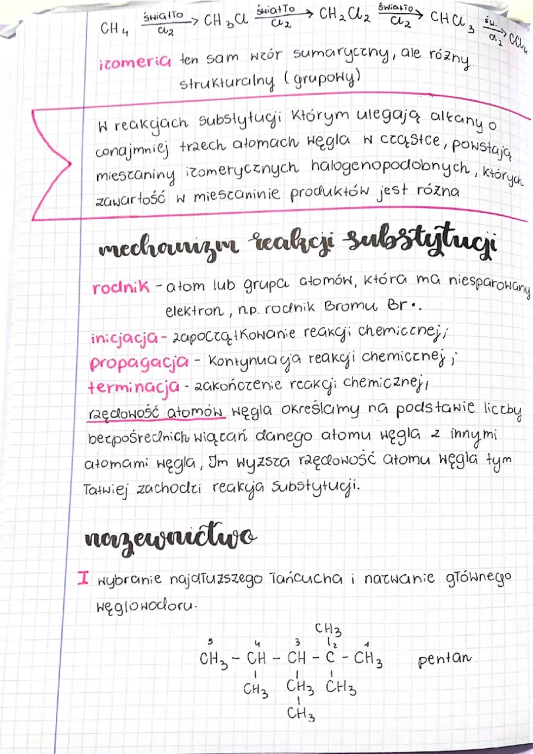 SHIGHTO
CU2
-> CH ₂ C
Świat To
→ CH ₂ Cl₂
światio
C₂
CH4
izomeria ten sam wzór sumaryczny, ale
strukturalny (grupowy)
сна з
rózny
W reakcjac