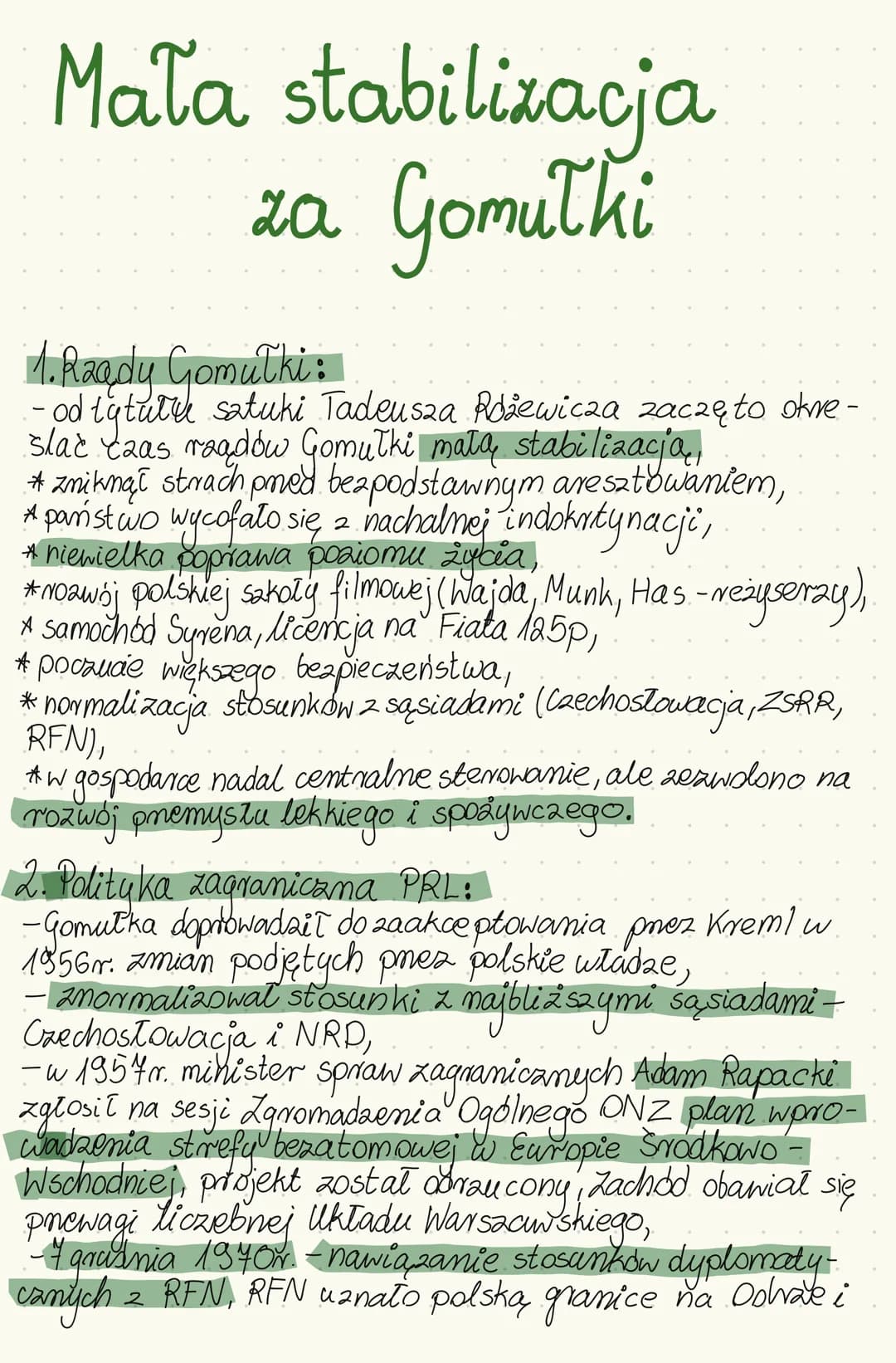 Mala stabilizacja
za Gomułki
11. Raady Gomulki:
- od tytutu satuki Tadeusza Rozewicza zaczę to okne-
slac czas roadów Gomułki mała stabiliza